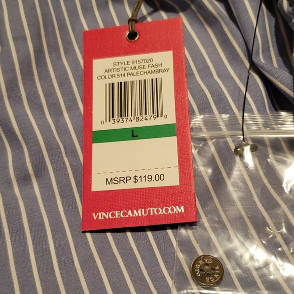 Vince Camuto NEW Button-Front Long Sleeves Blouse Top Shirt Cotton NWT Women's L - Picture 7 of 8